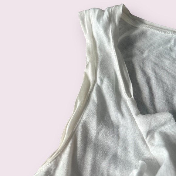 Women’s J. Crew White Ruffle Button Front Tank Top Cotton Poly Blend Sz Medium - Picture 6 of 11